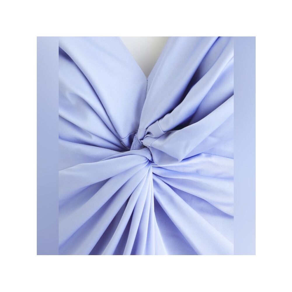 Abercrombie & Fitch Light Blue Satin Twist-Front Slit Maxi Dress - Picture 14 of 14
